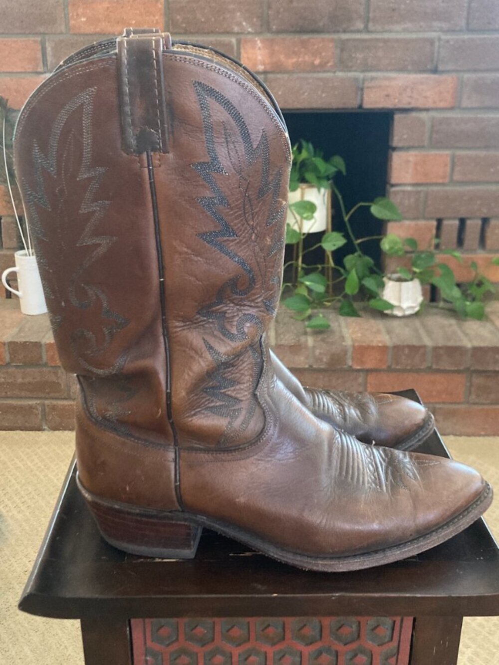 Dan Post Boots / Vintage Antique Tan Napa / Size 12R - Picture 5 of 16
